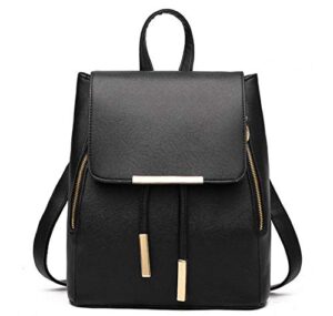 b&e life fashion shoulder bag rucksack pu leather women girls ladies backpack travel bag (black)