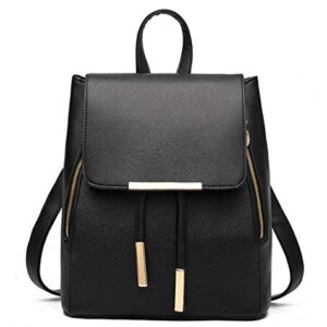 B&E LIFE Fashion Shoulder Bag Rucksack PU Leather Women Girls Ladies Backpack Travel bag (Black)