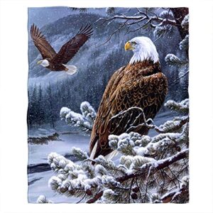 moslion soft cozy throw blanket bald eagle fuzzy warm couch/bed blanket for adult/youth polyester 60 x 80 inches(home/travel/camping applicable)