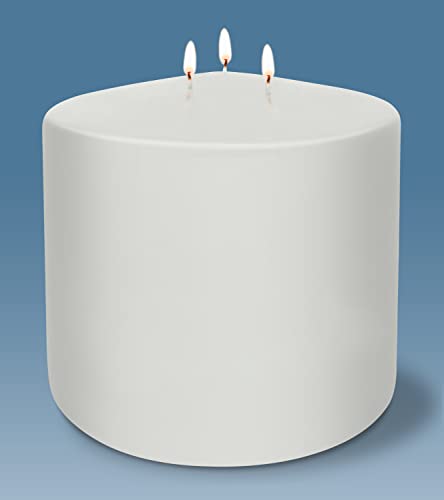 HYOOLA White Three Wick Large Candle - 6 x 6 Inch - Unscented Big Pillar Candles - 146 Hour - European Made