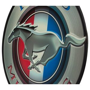 Open Road Brands Ford Mustang Round Embossed Metal Sign - Vintage Ford Mustang Sign for Garage or Man Cave