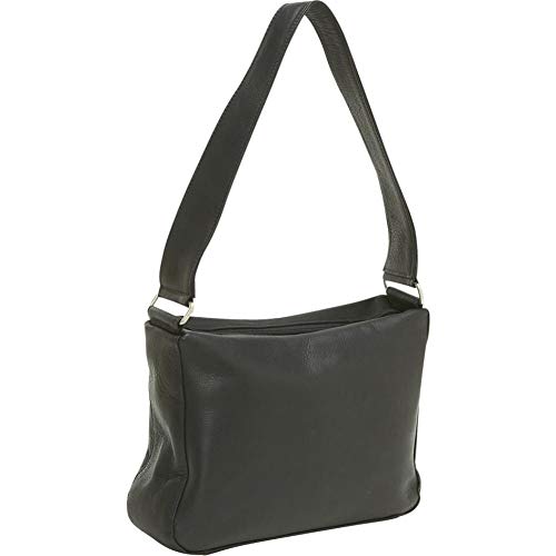 Le Donne Leather Top Zip Hobo - Full-Grain Colombian Cowhide Leather Women’s Bag (Black)