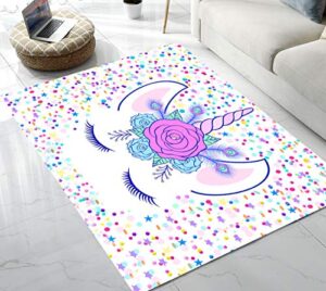 area rug stars & unicorn area rug for living room bedroom playing room 5’x6′