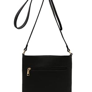 Isabelle Women's Fashion Medium Size Crossbody Bag with Gold Plate Black