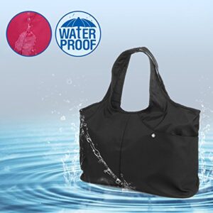ZOOEASS Women Fashion Large Tote Shoulder Handbag Waterproof Tote Bag Multi-function Nylon Travel Shoulder (New Black)