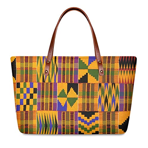 Women's Tribal African Style Totes Bag, African Print Tote Bag for Women, Large Capacity Top-Handle Handbag