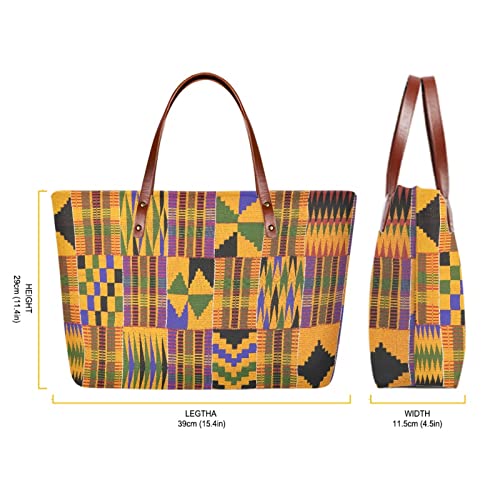 Women's Tribal African Style Totes Bag, African Print Tote Bag for Women, Large Capacity Top-Handle Handbag