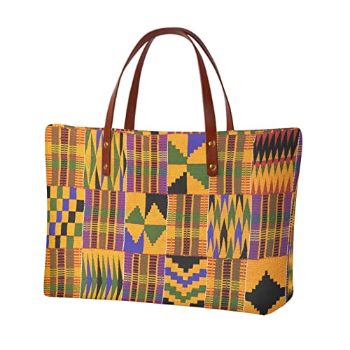 Women's Tribal African Style Totes Bag, African Print Tote Bag for Women, Large Capacity Top-Handle Handbag