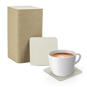 mt products 4” blank off-white heavyweight cardboard square coasters for your beverages 2 mm thickness (100 pieces) – made in the usa