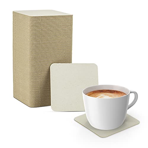 MT Products 4” Blank Off-White Heavyweight Cardboard Square Coasters for Your Beverages 2 MM Thickness (100 Pieces) - Made in The USA