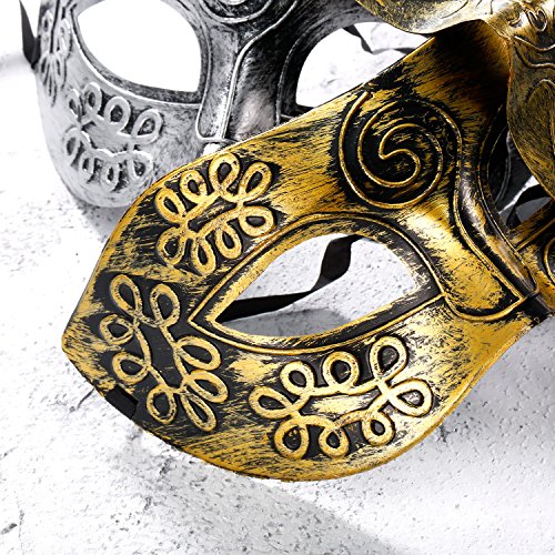 8 Pieces Vintage Antique Masks Hallowmas Masquerade Carnival Mask (Gold Silver)