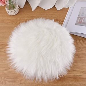 MOSKOS 12inches White Sheepskin Artificial Fur Seat Pad Round Carpet