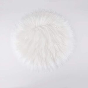 MOSKOS 12inches White Sheepskin Artificial Fur Seat Pad Round Carpet