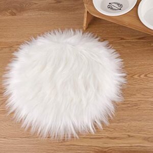 MOSKOS 12inches White Sheepskin Artificial Fur Seat Pad Round Carpet