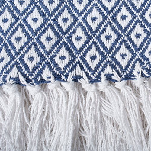 DII Global Mini Diamond Woven Throw, 50x60, Nautical Blue