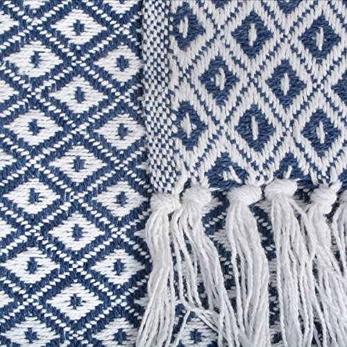 DII Global Mini Diamond Woven Throw, 50x60, Nautical Blue