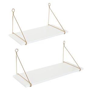 kate and laurel vista wood and metal wall shelves, 2 piece set, white