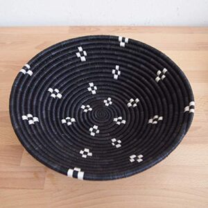 African Basket- Munazi/Rwanda Basket/Woven Bowl/Sisal & Sweetgrass Basket/Black, White