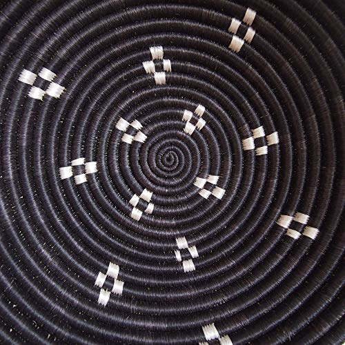 African Basket- Munazi/Rwanda Basket/Woven Bowl/Sisal & Sweetgrass Basket/Black, White