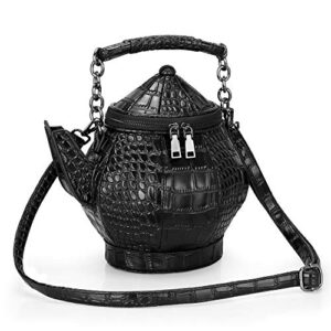 gothic purse, teapot shaped crossbody handbag novelty witchy gift top-handle funky tote women’s shoulder bags