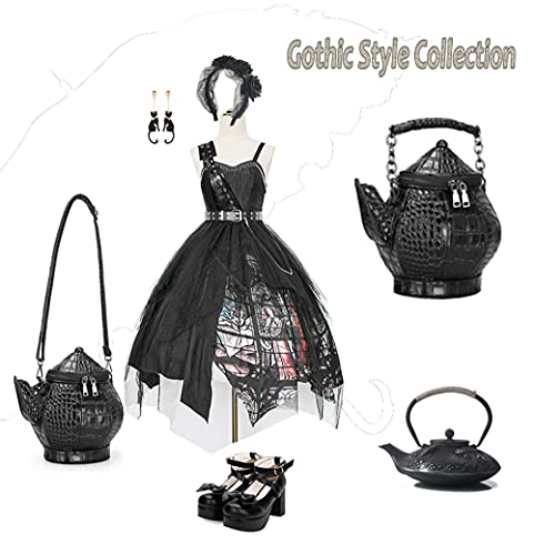 Gothic Purse, Teapot Shaped Crossbody Handbag Novelty Witchy Gift Top-handle Funky Tote Women's Shoulder Bags