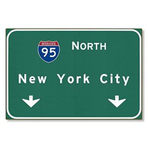 tin sign 8×12 inches american yesteryear i-95 interstate nyc new york city ny metal highway freeway sign