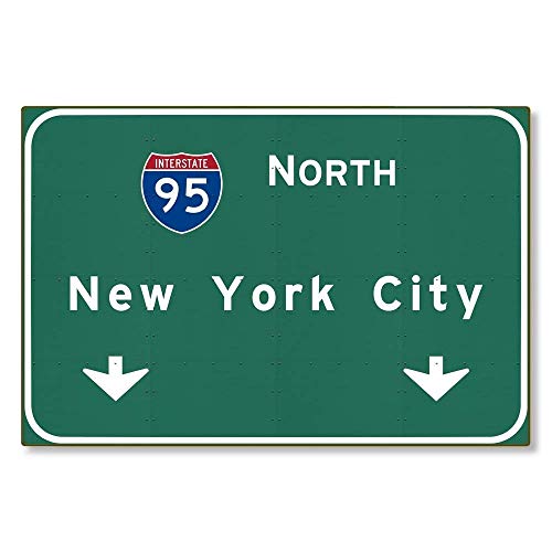 Tin Sign 8x12 inches American Yesteryear I-95 Interstate NYC New York City ny Metal Highway Freeway Sign