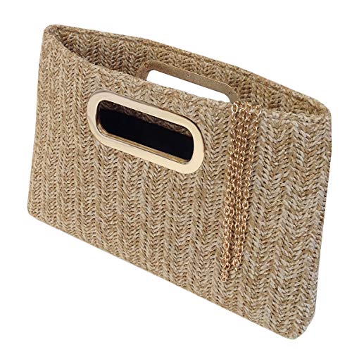 Top Handle Straw Clutch (Natural) Large