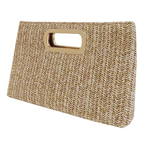 Top Handle Straw Clutch (Natural) Large