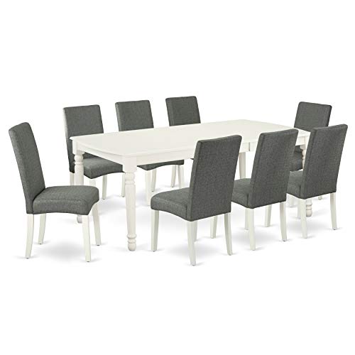 East West Furniture DODR9-LWH-07 Dining Room Table Set, 9-Piece