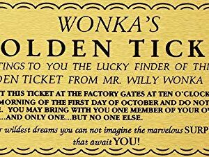 NNHG Tin Sign 8x12 inches Willy Wonka Golden Ticket Charlie Chocolate Factory Metal Sign