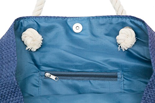 Beach Bag Tote Bags for Women Ladies Large Summer Shoulder Bag With Pocket Carrier Bag Flower (BLUE)