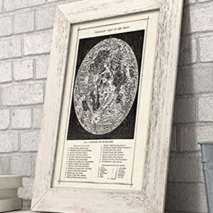 Moon Map Surfaces Art Space Vintage Antique - Moon Surface Phase Academia Chart - Great Astronomy Poster Decor Gift for Astronomers (Vintage Antique Map of the Moon)