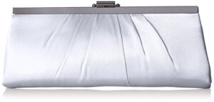 jessica mcclintock blaire womens satin frame evening clutch bag purse with shoulder chain included, silver