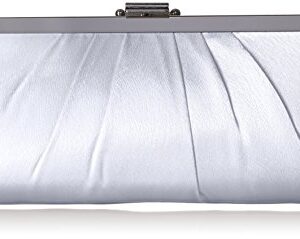 Jessica McClintock Blaire Womens Satin Frame Evening Clutch Bag Purse With Shoulder Chain Included, Silver