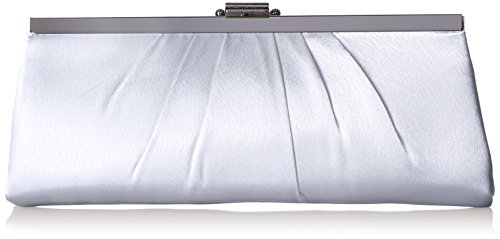 Jessica McClintock Blaire Womens Satin Frame Evening Clutch Bag Purse With Shoulder Chain Included, Silver