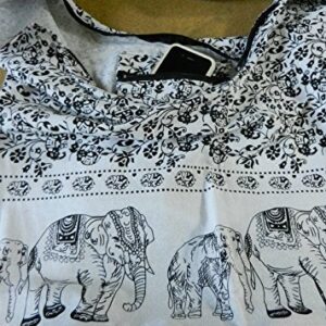 BTP! Elephant Floral Print Sling Crossbody Shoulder Bag Purse Hippie Hobo Thai Cotton Gypsy Bohemian Large (White YI-8)