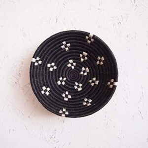 small african basket- munazi/rwanda basket/woven bowl/sisal & sweetgrass basket/black, white