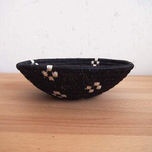 Small African Basket- Munazi/Rwanda Basket/Woven Bowl/Sisal & Sweetgrass Basket/Black, White