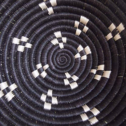 Small African Basket- Munazi/Rwanda Basket/Woven Bowl/Sisal & Sweetgrass Basket/Black, White