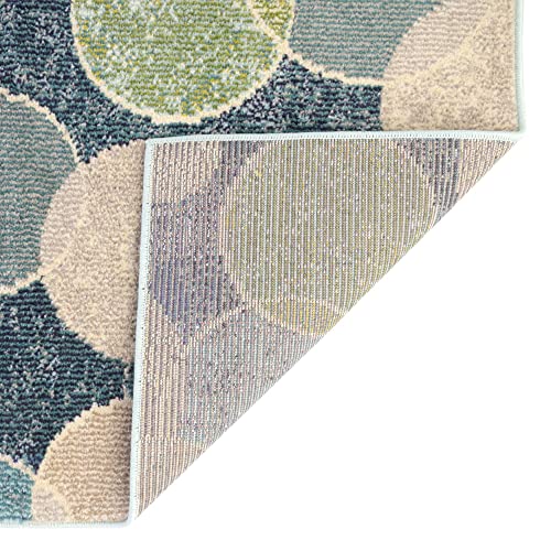 Unique Loom Chromatic Collection Modern Bokeh & Vibrant Abstract Area Rug for Any Home Décor, 5 x 8 ft, Navy Blue/Beige