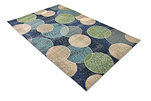 Unique Loom Chromatic Collection Modern Bokeh & Vibrant Abstract Area Rug for Any Home Décor, 5 x 8 ft, Navy Blue/Beige