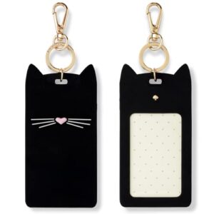 kate spade new york id badge clip key chain, silicone keychain accessory, black cat