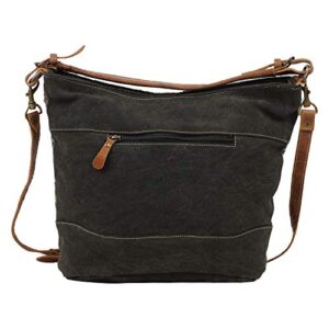 Myra Bag Mid Town Tide Upcycled Canvas & Cowhide Leather Shoulder Bag S-1583