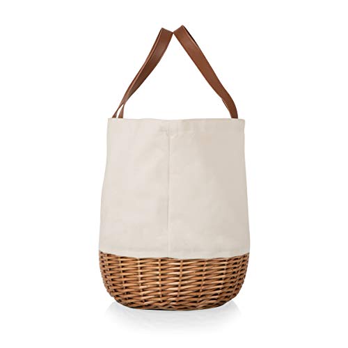 PICNIC TIME - Promenade Picnic Basket for 2 - Picnic Set with Canvas Tote Bag, (Beige Canvas)