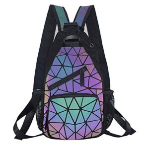 geometric luminous purses and handbags for women holographic reflective crossbody bags wallet purse (luminous backpack b)