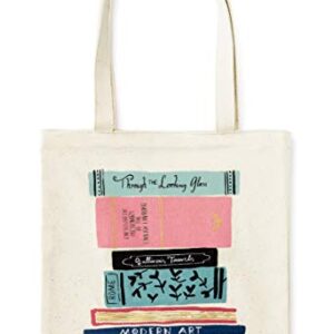 Kate Spade New York Canvas Book Tote with Interior Pocket, Stack of Classics