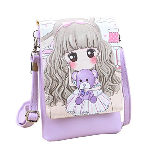 Kids Girls Toddlers Students Lovely Cartoon Mini Shoulder Bags Cross Body Bags Small Key Money Cell Phone Holder Case Purse Wallet Pouches Clutch Handbag