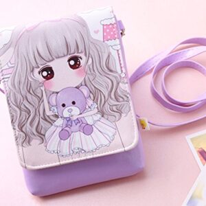 Kids Girls Toddlers Students Lovely Cartoon Mini Shoulder Bags Cross Body Bags Small Key Money Cell Phone Holder Case Purse Wallet Pouches Clutch Handbag