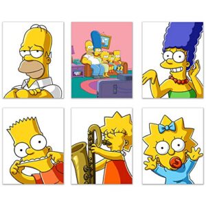 simpsons poster prints – set of 6 (8 inches x 10 inches) movie poster prints – bart homer marge lisa maggie